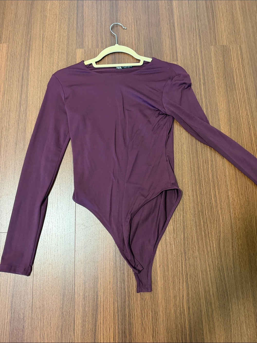 Zara Long-Sleeve One-Piece Bodysuit - Plum